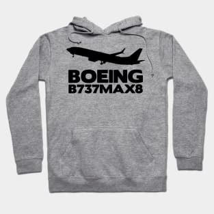 Boeing B737Max8 Silhouette Print (Black) Hoodie